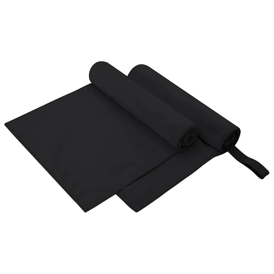 Serviettes de sport 2 pcs Noir 100 x 50 cm