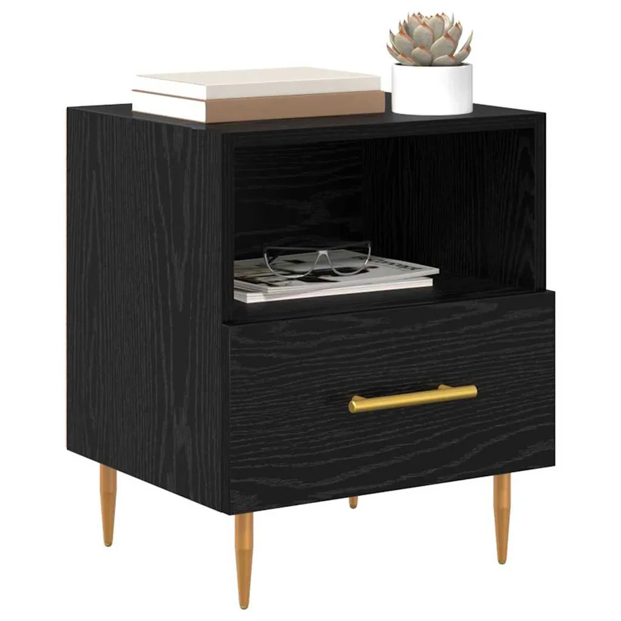 Table de chevet Noir 40 x 35 x 47,5 cm Bois d'ingénierie - 3