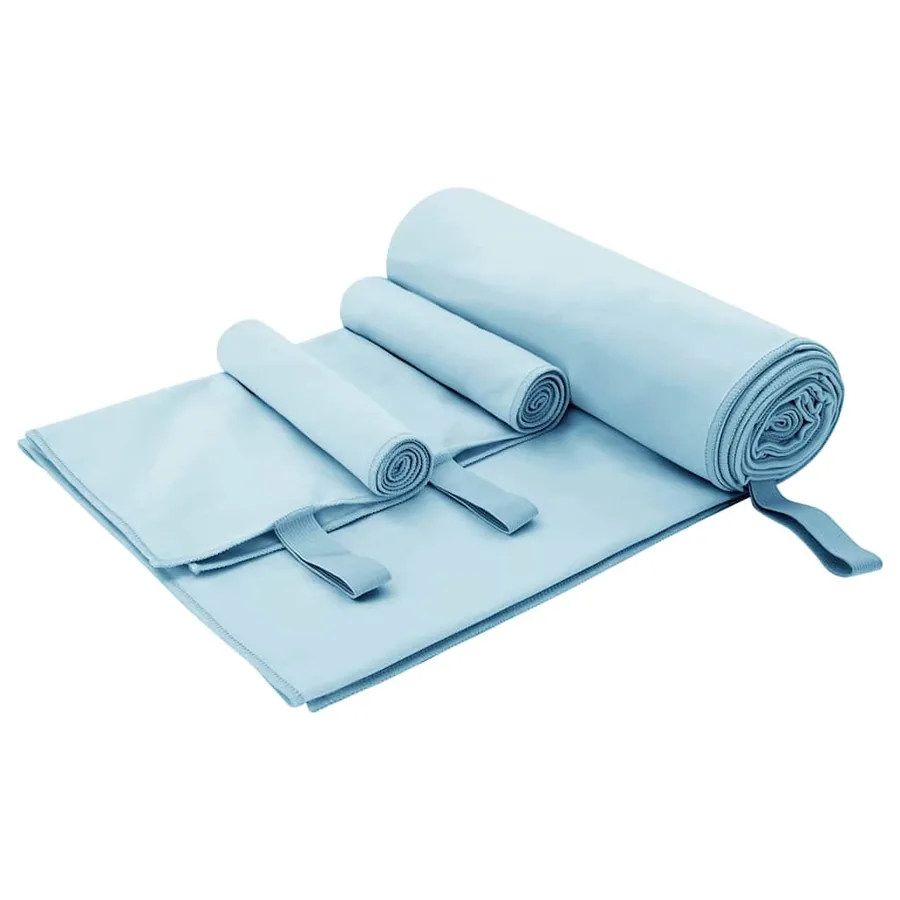 Set de serviettes de sport 3 pcs Bleu Polyester et Polyamide