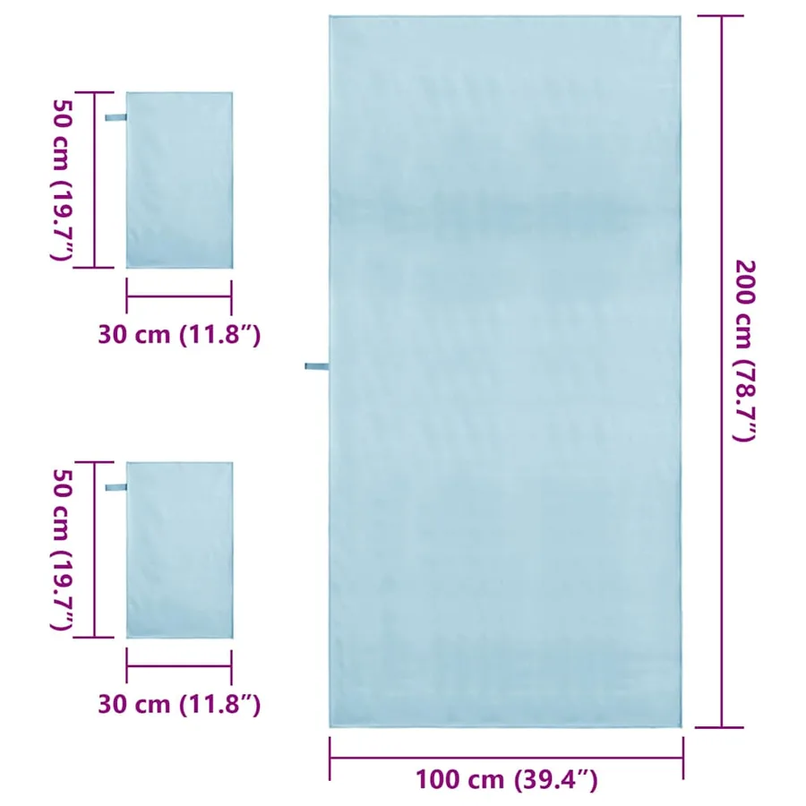 Set de serviettes de sport 3 pcs Bleu Polyester et Polyamide - 8