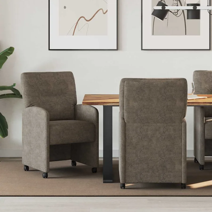 Chaises de Salle à Manger avec Roues 2 pcs Gris foncé