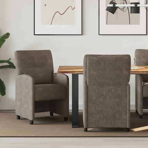Chaises de Salle à Manger avec Roues 2 pcs Gris foncé
