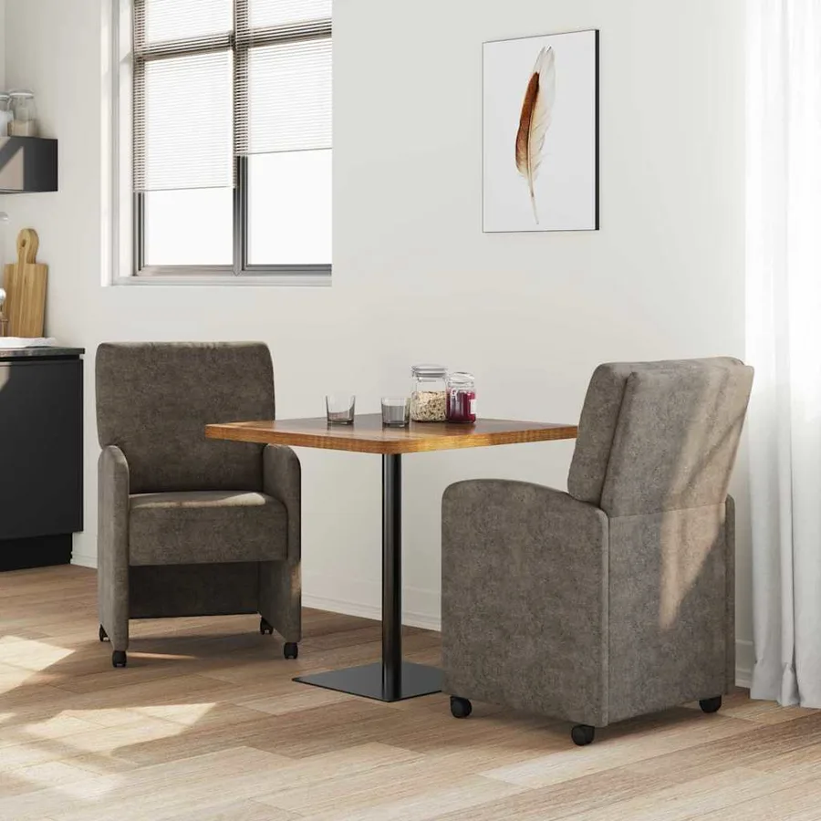 Chaises de Salle à Manger avec Roues 2 pcs Gris foncé - 3