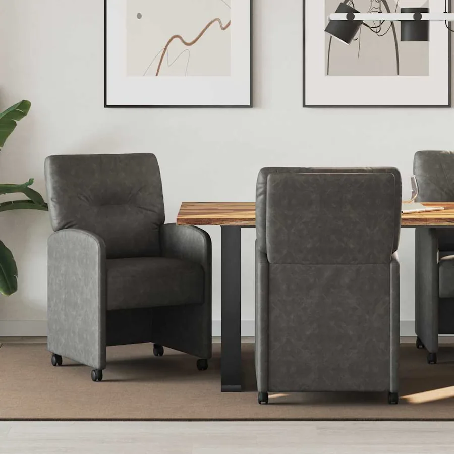 Chaises de Salle à Manger avec Roues 2 pcs Noir 57 x 67 x 95 cm