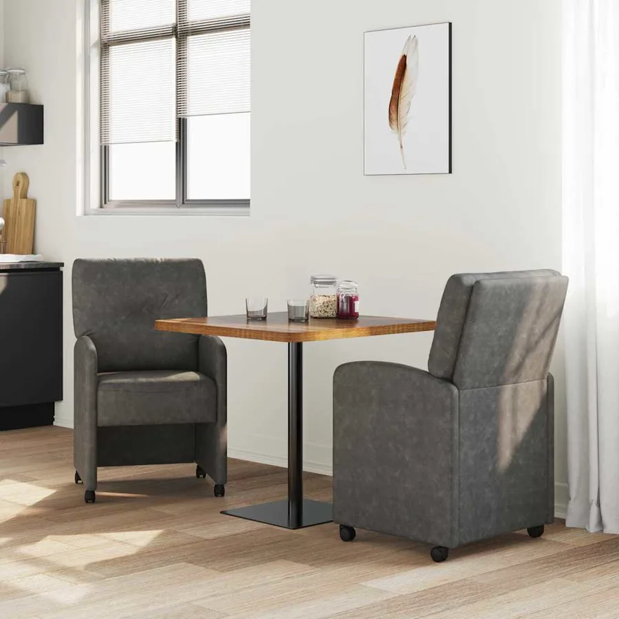 Chaises de Salle à Manger avec Roues 2 pcs Noir 57 x 67 x 95 cm - 3