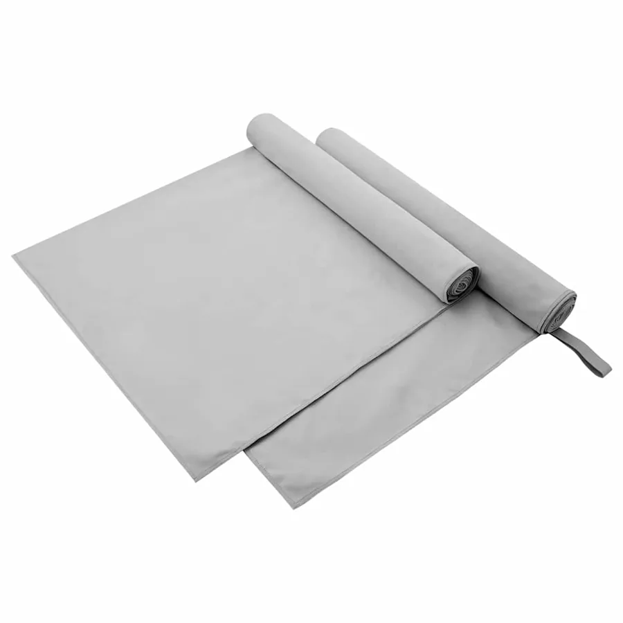 Serviettes de sport 2 pcs Gris 180 x 90 cm