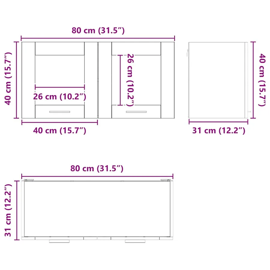 Armoire suspendue Bois ancien et Blanc 80 x 31 x 40 cm - 12