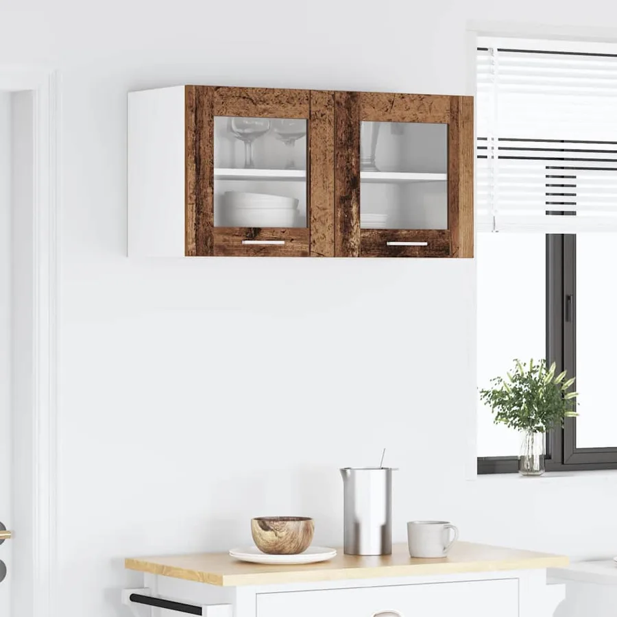 Armoire suspendue Bois ancien et Blanc 80 x 31 x 40 cm - 4