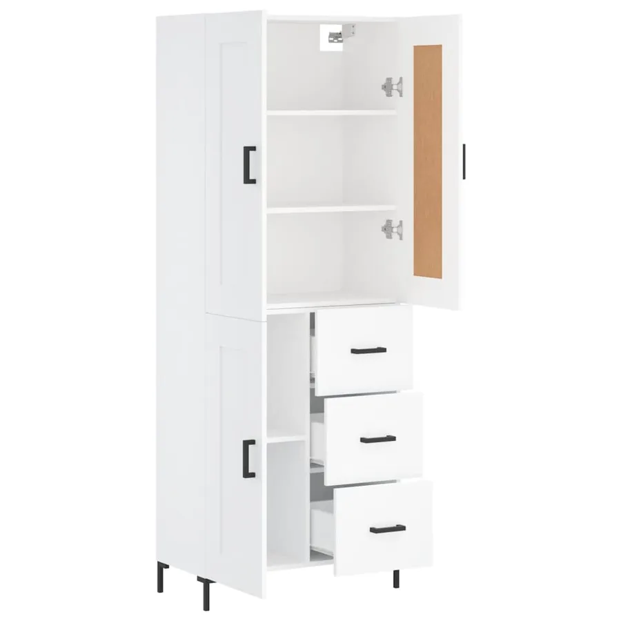 Buffet haut Blanc 69,5x34x180 cm Bois d'ingénierie - 4