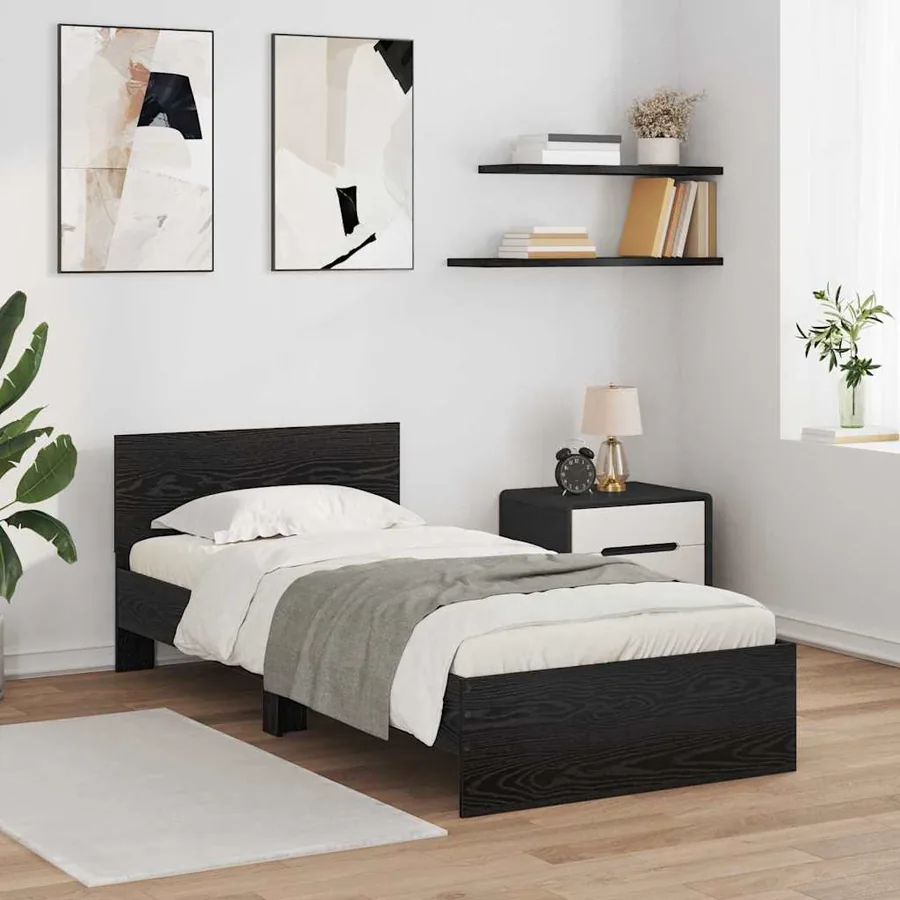 Cadre de lit Chêne noir 90 x 200 cm Bois d'ingénierie