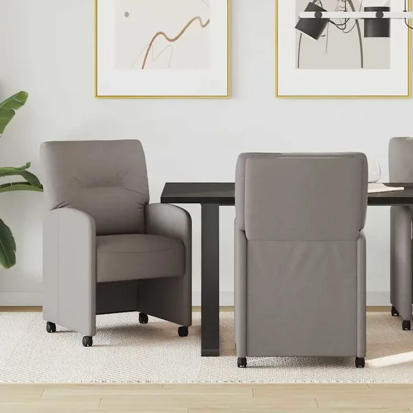 Chaises de Salle à Manger avec Roues 2 pcs Taupe tissu