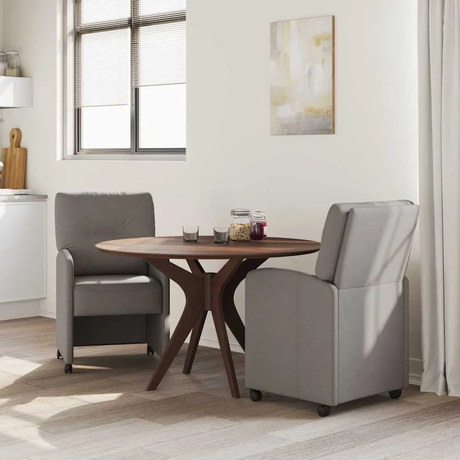 Chaises de Salle à Manger avec Roues 2 pcs Taupe tissu - 3