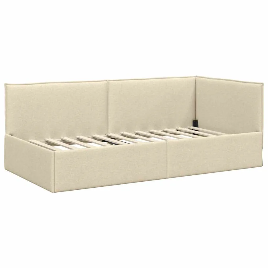 Cadre de lit d'angle avec matelas 2 pcs Crème Velours - 6