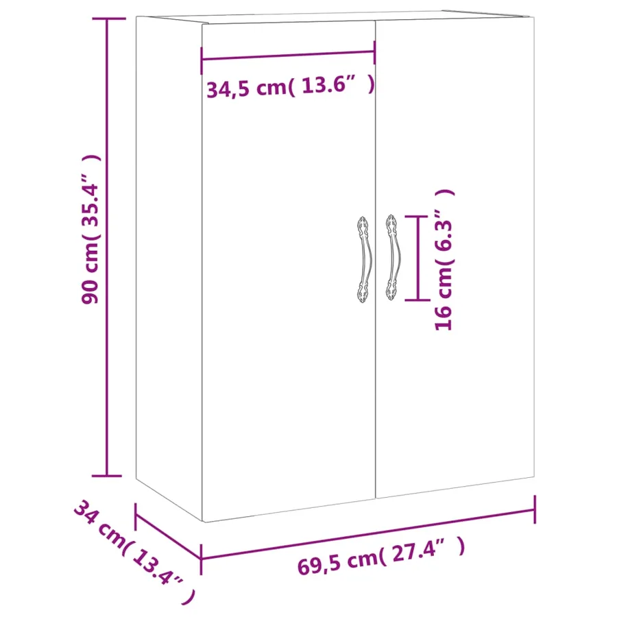 Armoire murale blanc 69,5x34x90 cm - 13