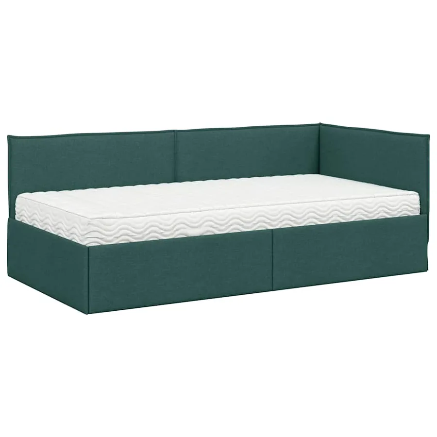 Cadre de lit d'angle avec matelas 2 pcs Vert Velours - 4
