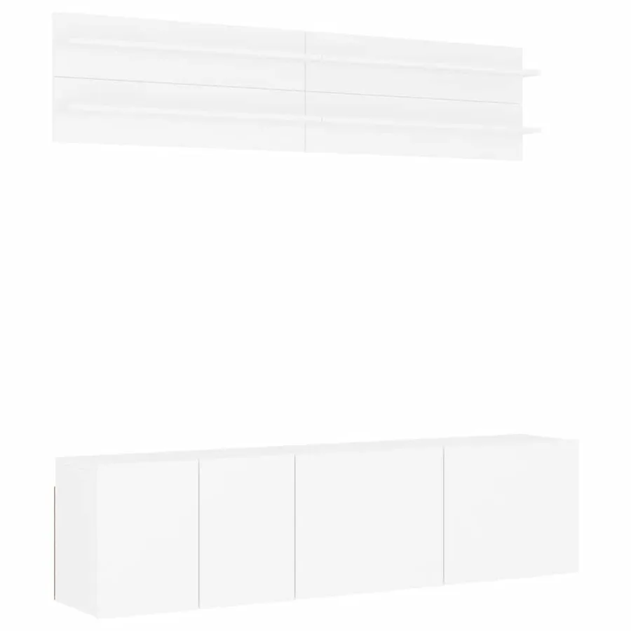 | Meubles TV muraux | Montage mural 6 pcs blanc Bois d'ingénierie - 2