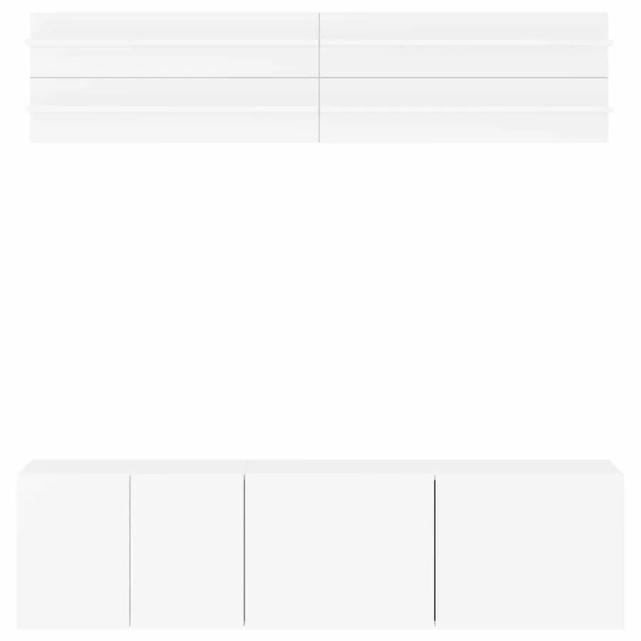 | Meubles TV muraux | Montage mural 6 pcs blanc Bois d'ingénierie - 5
