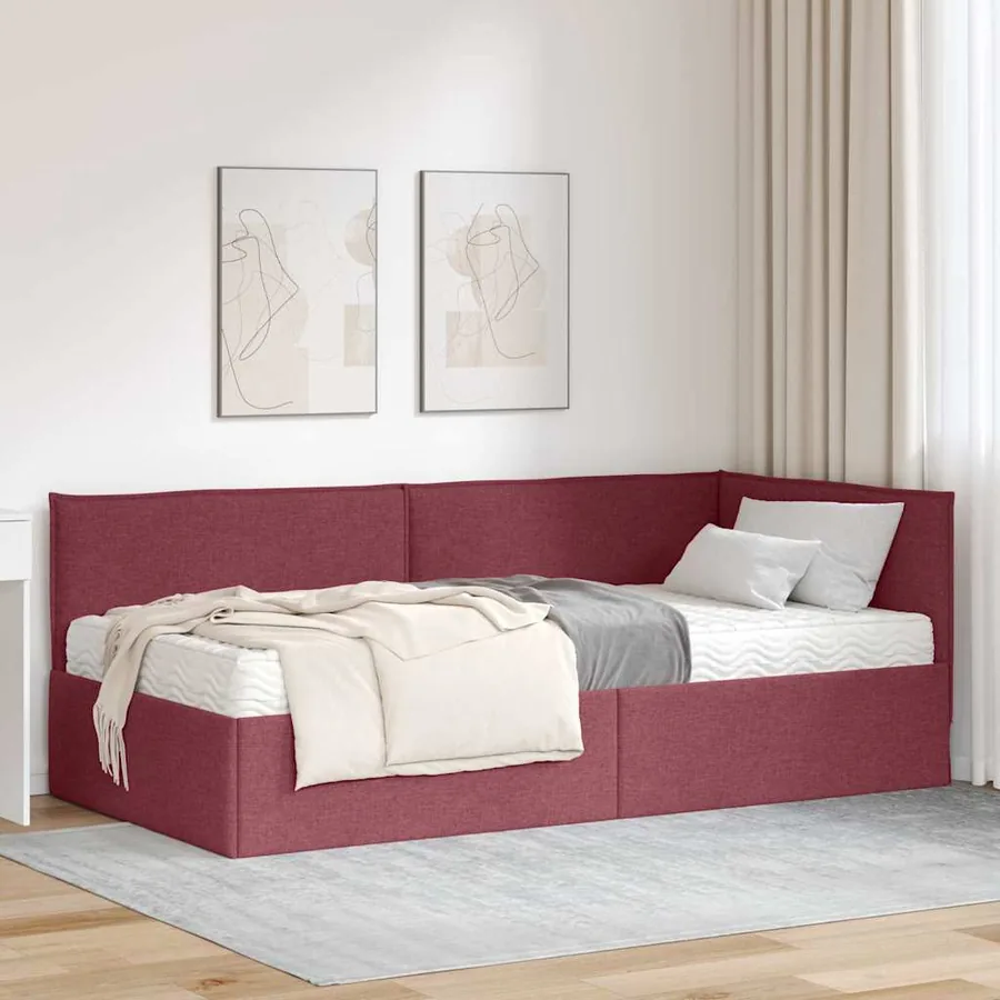 Cadre de lit d'angle avec matelas 2 pcs Gris Velours