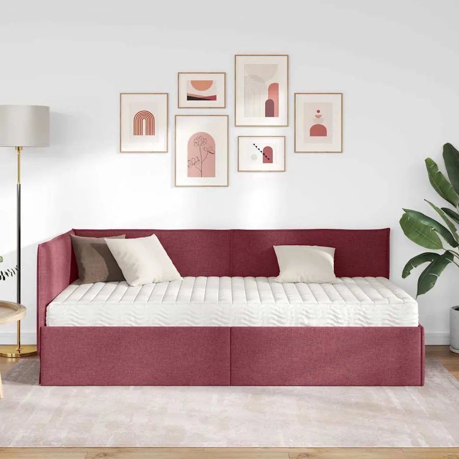 Cadre de lit d'angle avec matelas 2 pcs Gris Velours - 3