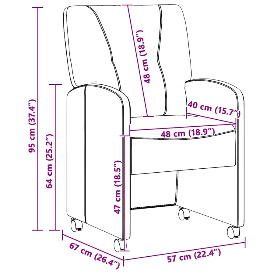 Chaises de Salle à Manger avec Roues 2 pcs Gris clair tissu - 11