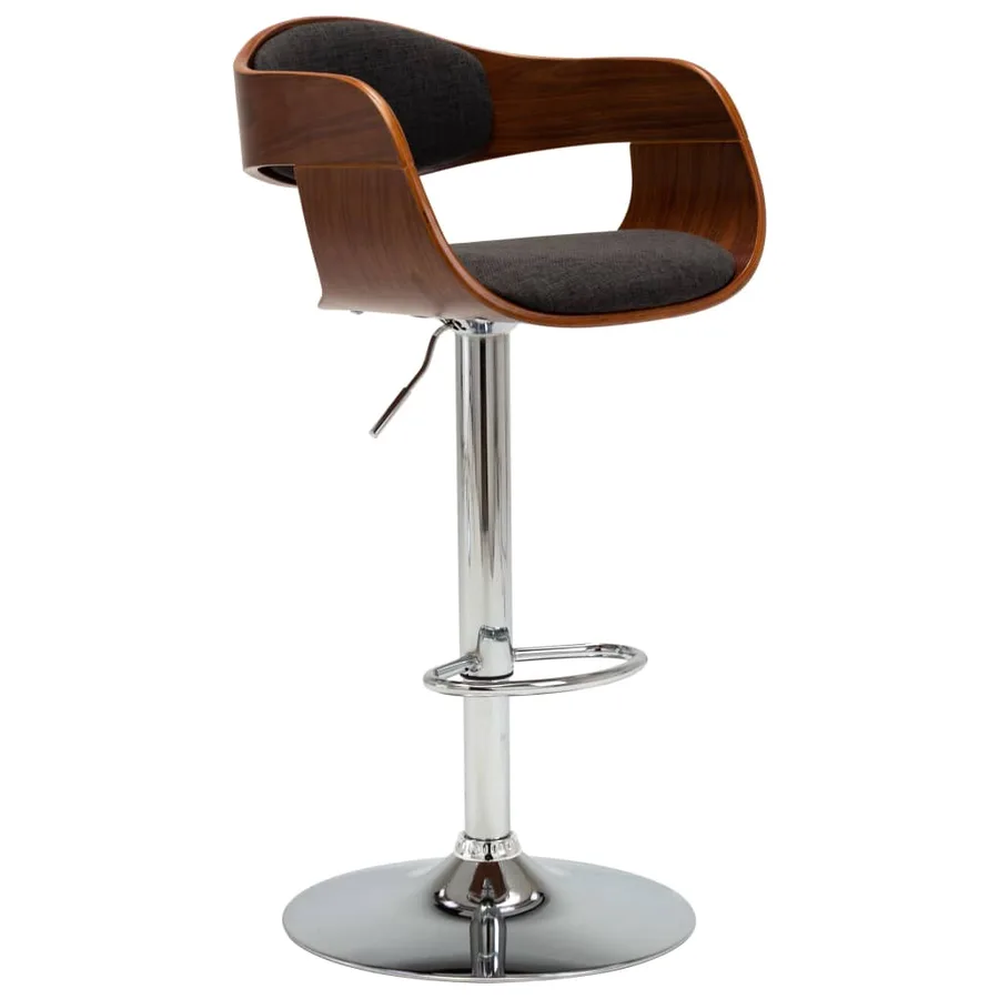 Chaises de bar lot de 2 gris bois courbé et tissu - 3