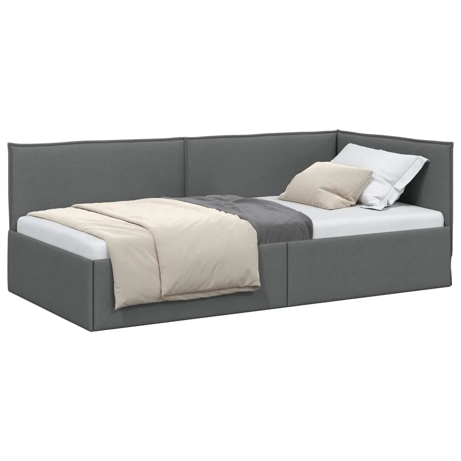 Cadre de lit d'angle Gris foncé 80 x 200 cm tissu - 2