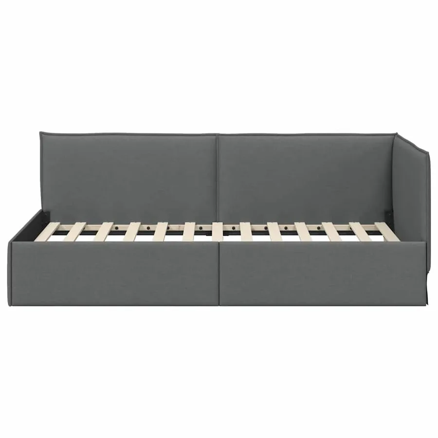 Cadre de lit d'angle Gris foncé 80 x 200 cm tissu - 5