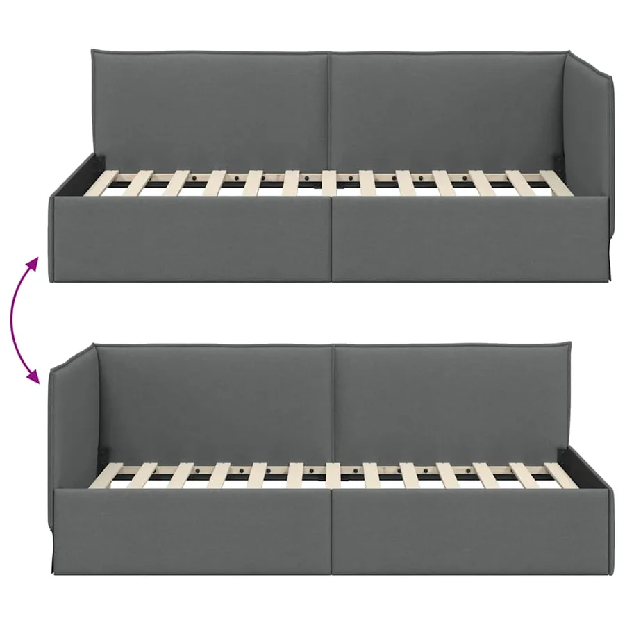 Cadre de lit d'angle Gris foncé 80 x 200 cm tissu - 9