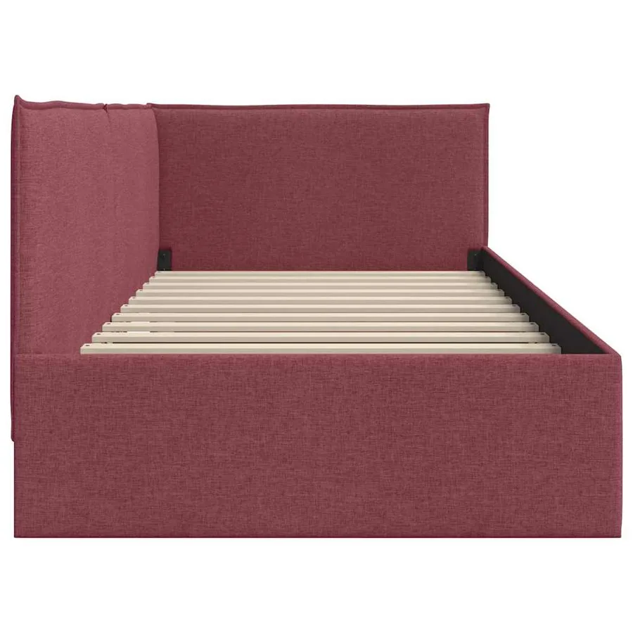Cadre de lit d'angle Bordeaux 100 x 200 cm tissu - 6