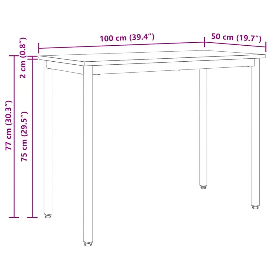 table Blanc 100 x 50 x 77 cm Bois d'ingénierie et acier - 8