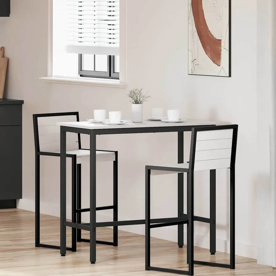 table Blanc 100 x 50 x 91 cm Bois d'ingénierie et acier