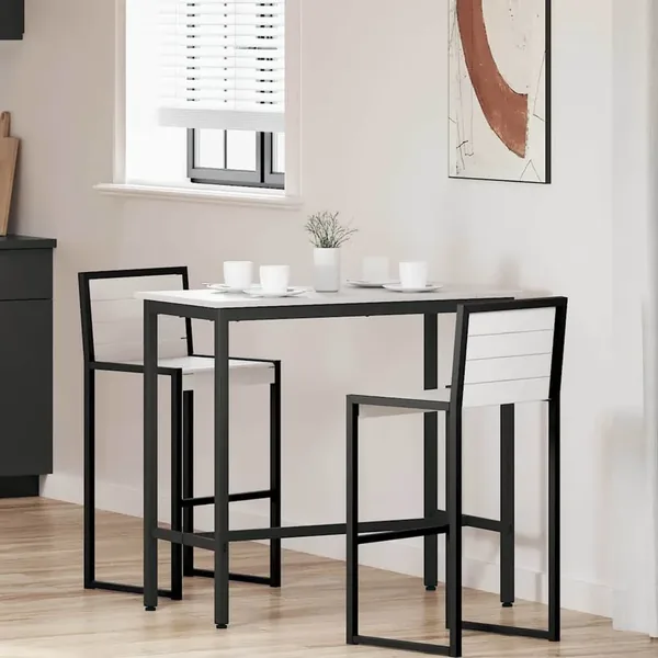 table Blanc 100 x 50 x 91 cm Bois d'ingénierie et acier