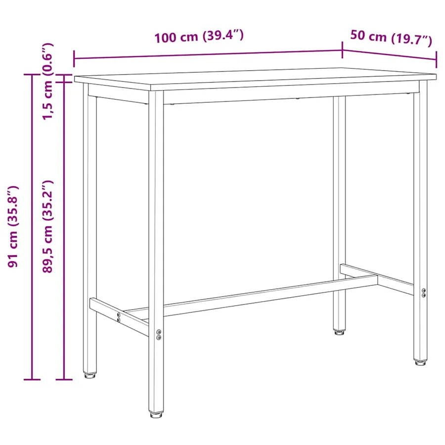 table Blanc 100 x 50 x 91 cm Bois d'ingénierie et acier - 11