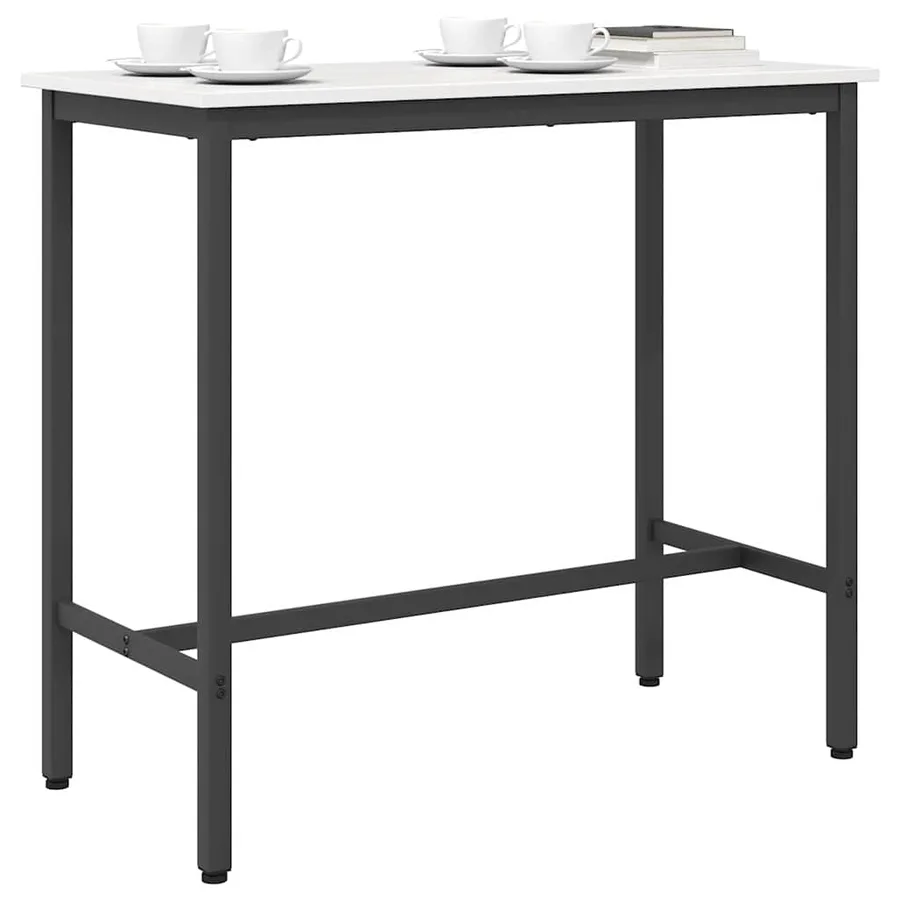 table Blanc 100 x 50 x 91 cm Bois d'ingénierie et acier - 3