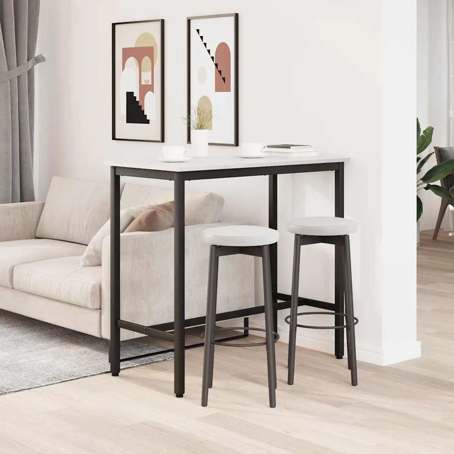 table Blanc 100 x 50 x 91 cm Bois d'ingénierie et acier - 4