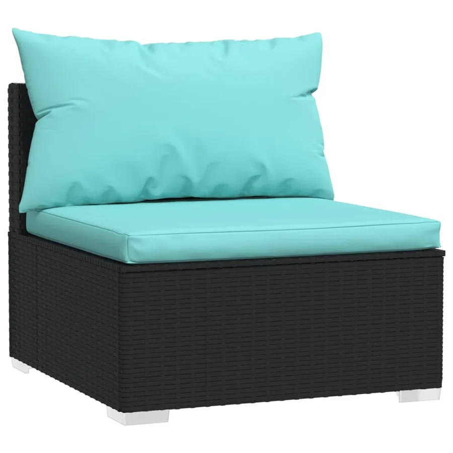 Salon de jardin 12 pcs avec coussins Résine tressée Noir - 5