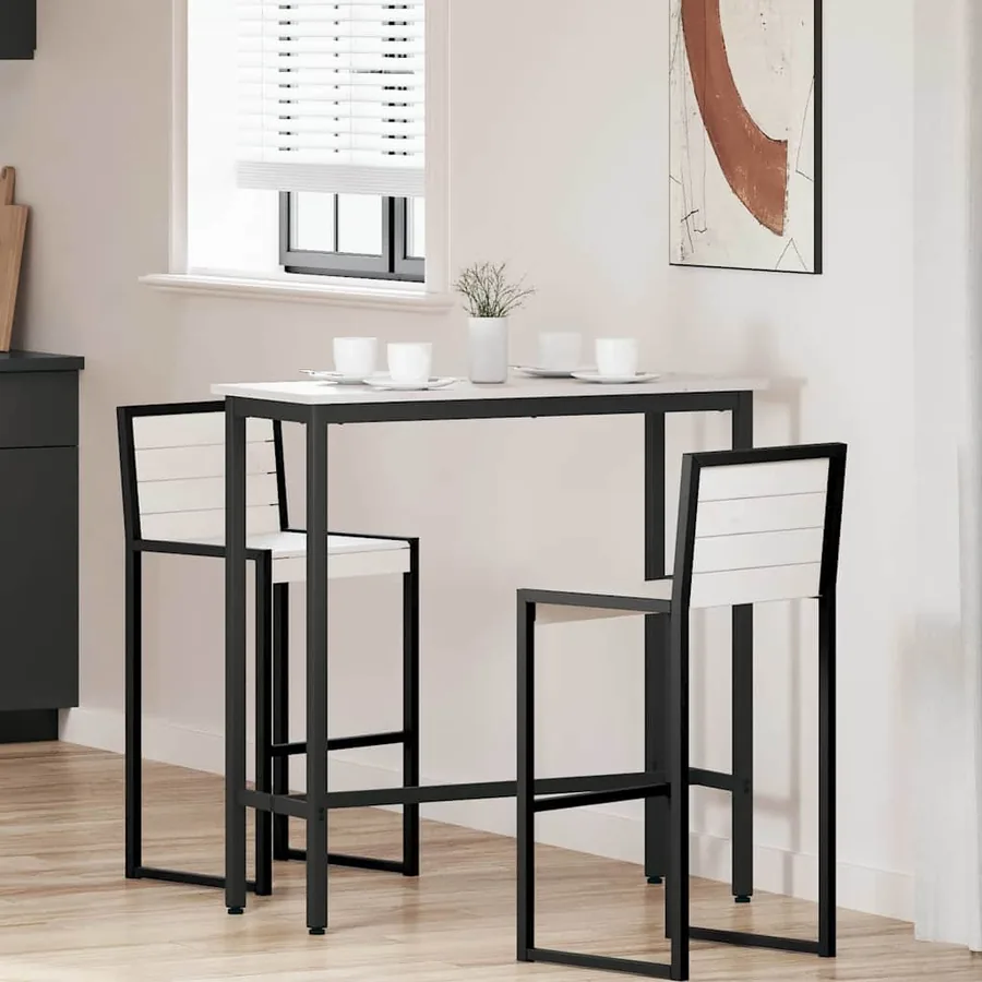 table Blanc 100 x 40 x 101 cm Bois d'ingénierie et acier