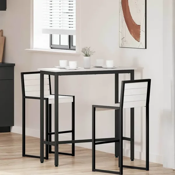 table Blanc 100 x 40 x 101 cm Bois d'ingénierie et acier
