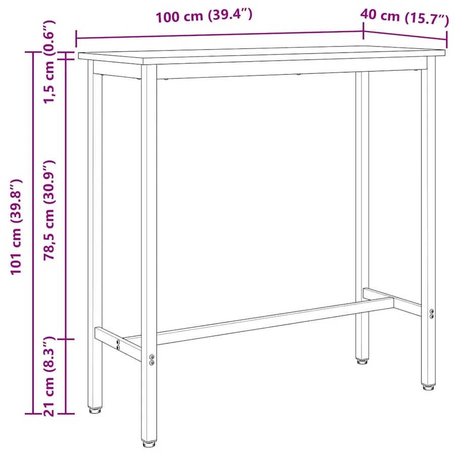 table Blanc 100 x 40 x 101 cm Bois d'ingénierie et acier - 11