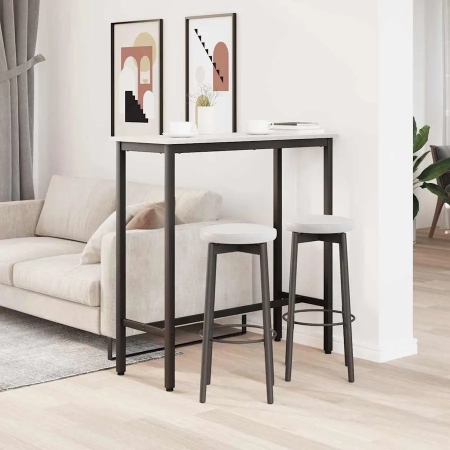 table Blanc 100 x 40 x 101 cm Bois d'ingénierie et acier - 4