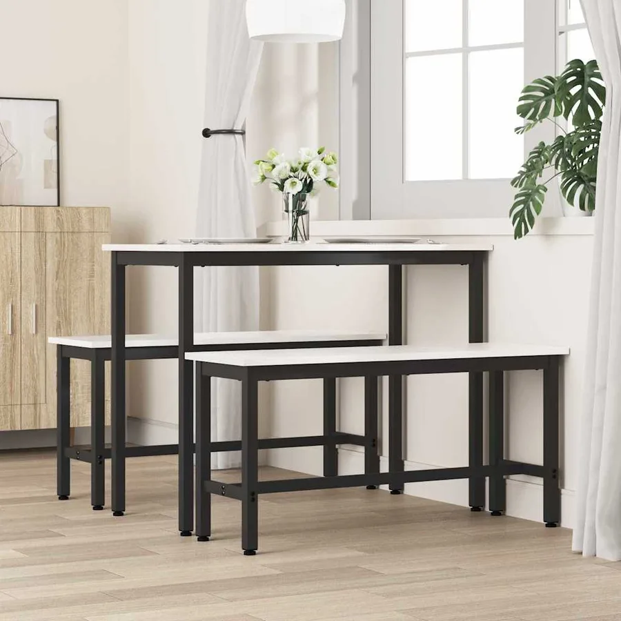 Banc de salle à manger Blanc 100 x 32,5 x 49 cm - 3