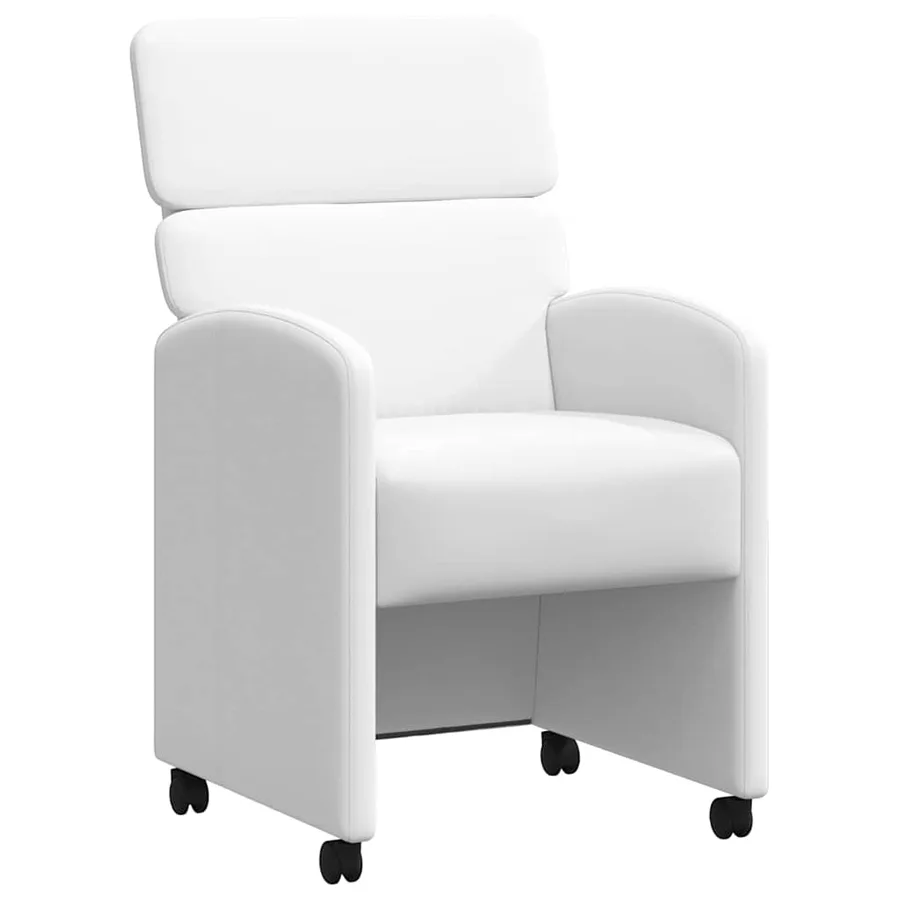 Chaises de Salle à Manger avec Roues 2 pcs Blanc Simili cuir - 2