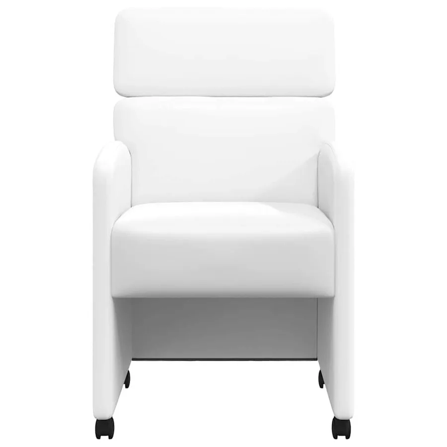 Chaises de Salle à Manger avec Roues 2 pcs Blanc Simili cuir - 4