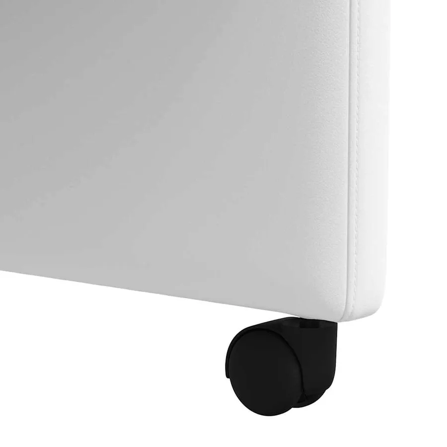 Chaises de Salle à Manger avec Roues 2 pcs Blanc Simili cuir - 9