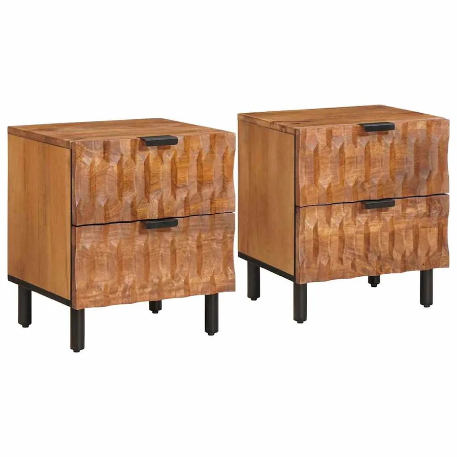 Cabinet de chevet avec tiroir 2 pcs Marron 40 x 33 x 46 cm