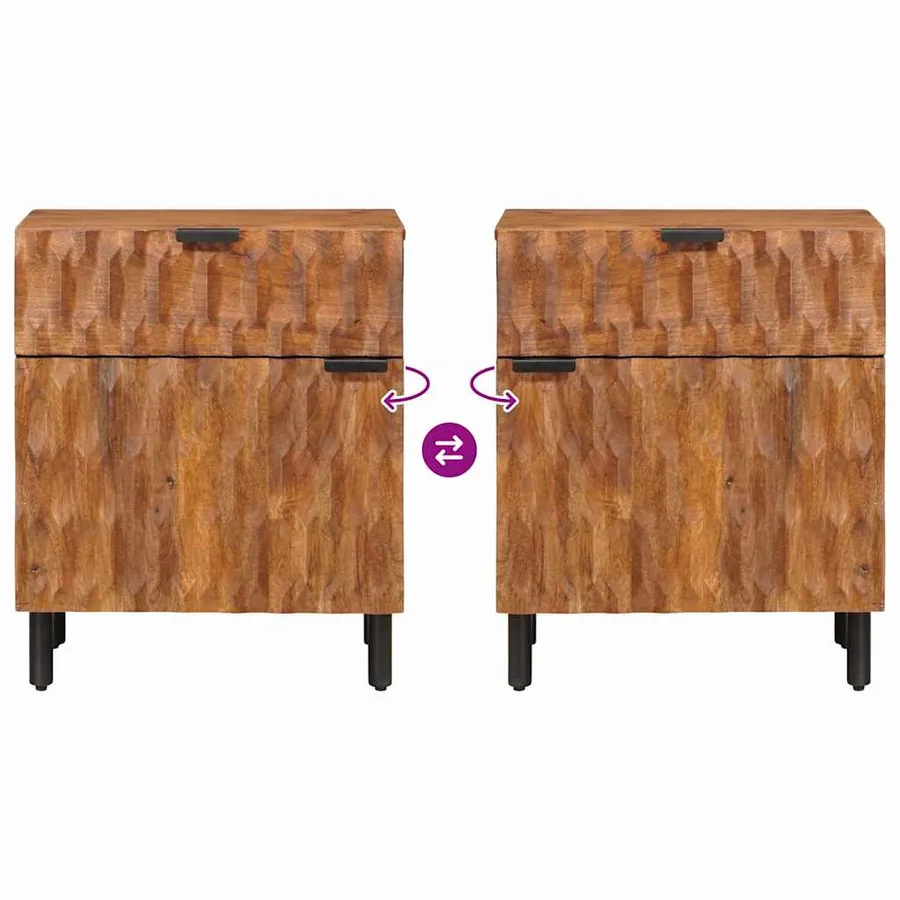 Cabinet de chevet Marron 50 x 33 x 60 cm Bois de mangue massif - 10
