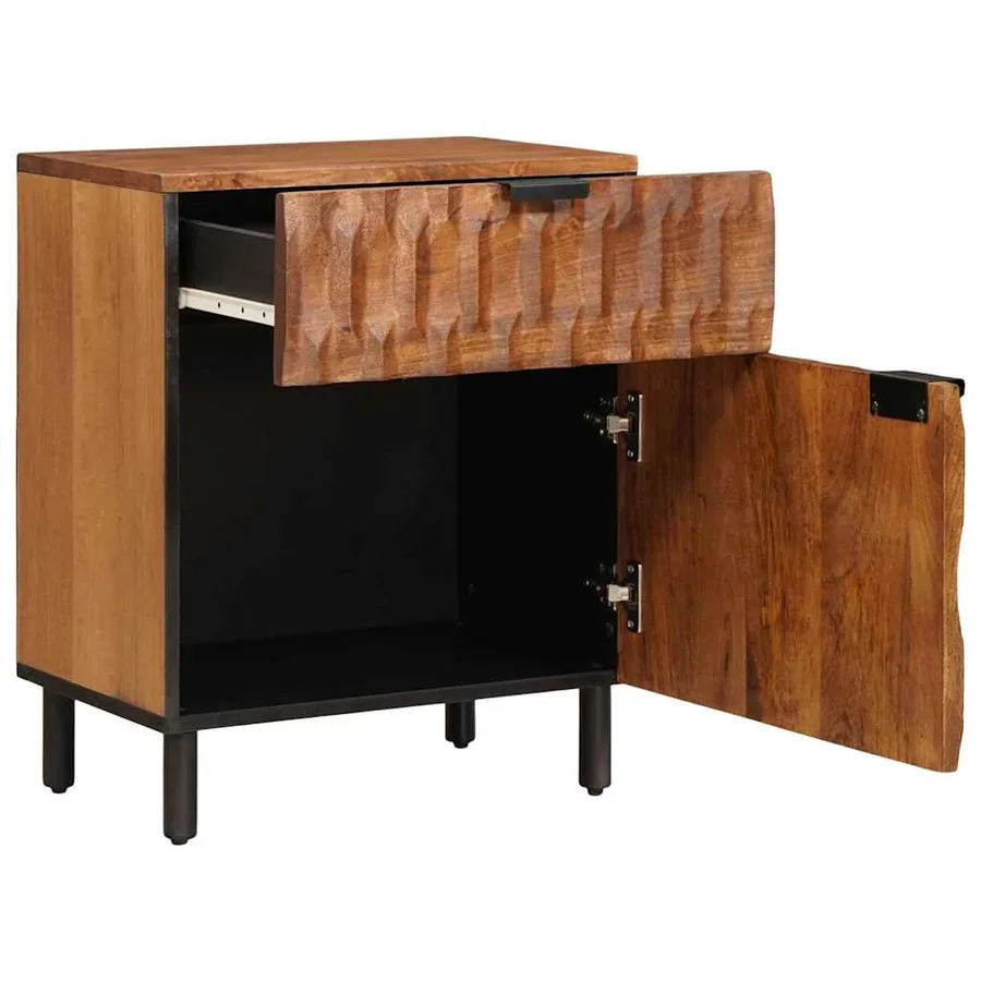 Cabinet de chevet Marron 50 x 33 x 60 cm Bois de mangue massif - 2