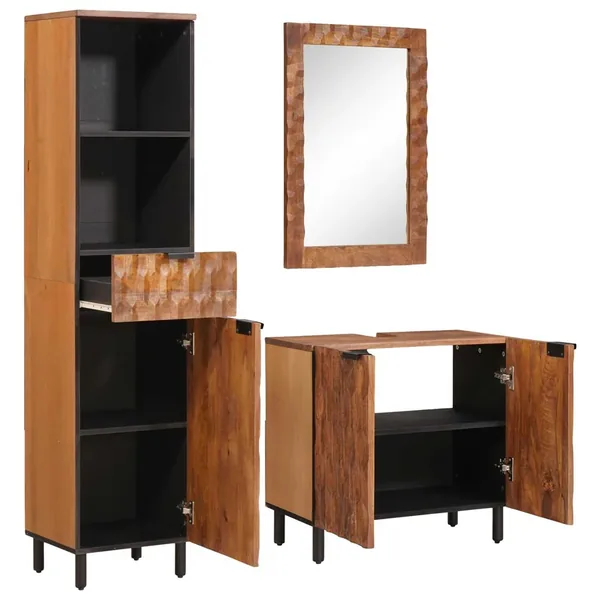 Ensembles de salle de bain 3 pcs Acacia Marron Winish