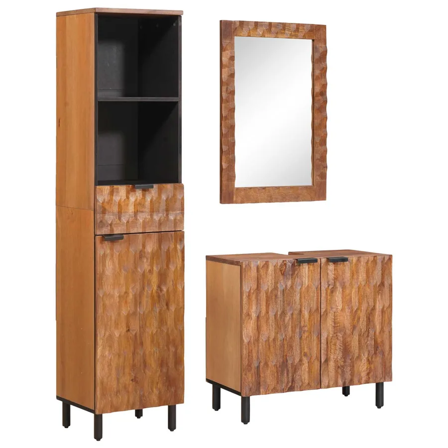 Ensembles de salle de bain 3 pcs Acacia Marron Winish - 2