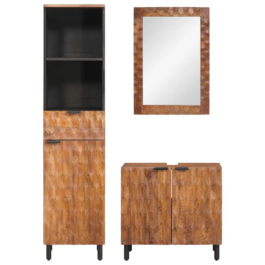 Ensembles de salle de bain 3 pcs Acacia Marron Winish - 6